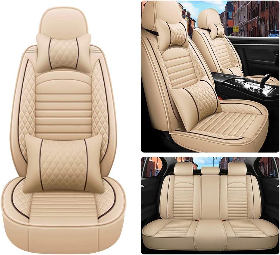 Juego completo de fundas de asiento de automóvil, de piel sintética, cubierta de asiento de automóvil, cómoda funda de cojín para vehículo