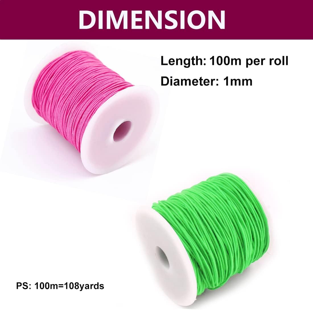 TuNan – 2 cuerdas elásticas de 0.039 pulgadas (0.039 in), 218 yardas, para pulseras, collares, bisutería, abalorios, color verde, rosa