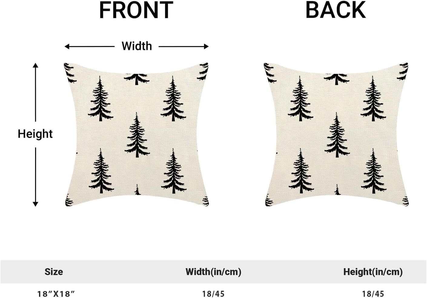 CXMEIFLY Juego de 2 fundas de almohada de Navidad de 18 x 18 pulgadas, color blanco y negro, decoración de árbol de Navidad, para invierno, Navidad,