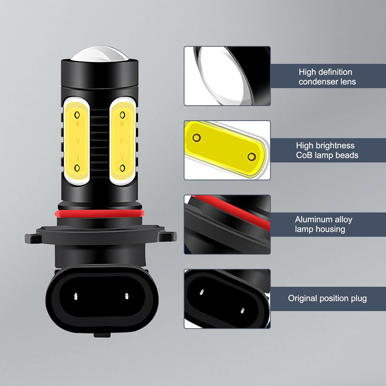 Flygun Paquete de 2 luces LED para automóvil, 9006 bombillas antiniebla superbrillantes, kit de conversión de luces LED, universal para la mayoría