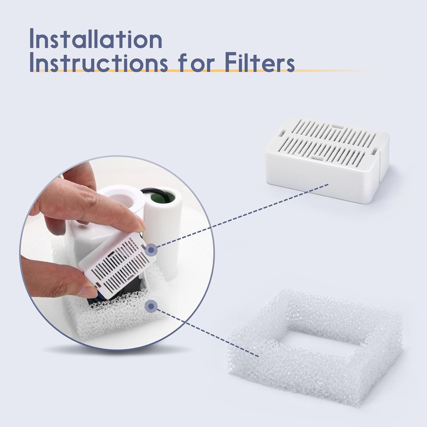 Filtros de repuesto para fuente de agua de cerámica para gatos, 8 filtros de carbono y 2 filtros de espuma de esponja (8+2)