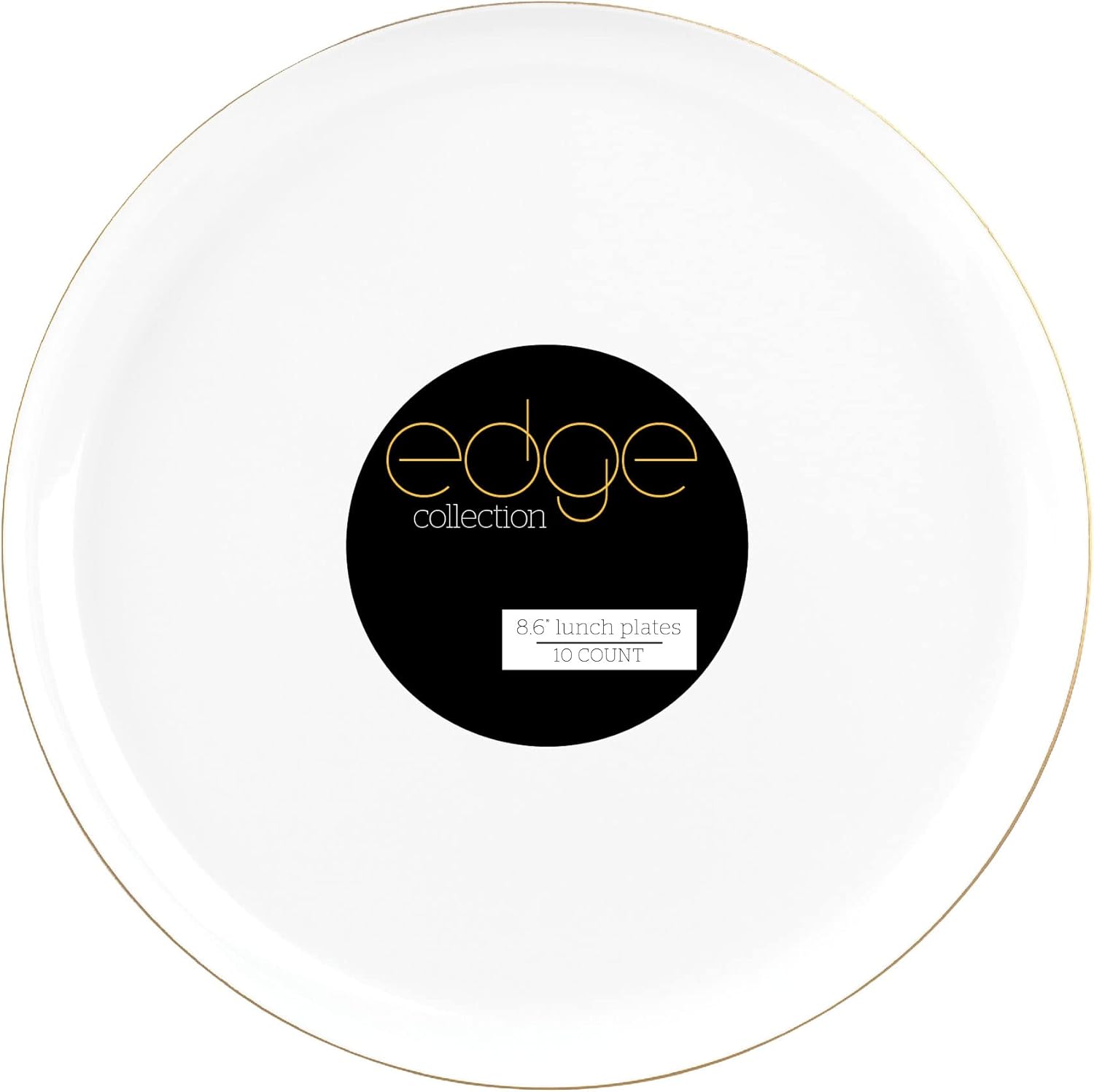 PLASTICPRO 30 unidades de 8.6 pulgadas Platos de fiesta de plástico blanco con borde dorado Colección Premium pesado elegante vajilla desechable