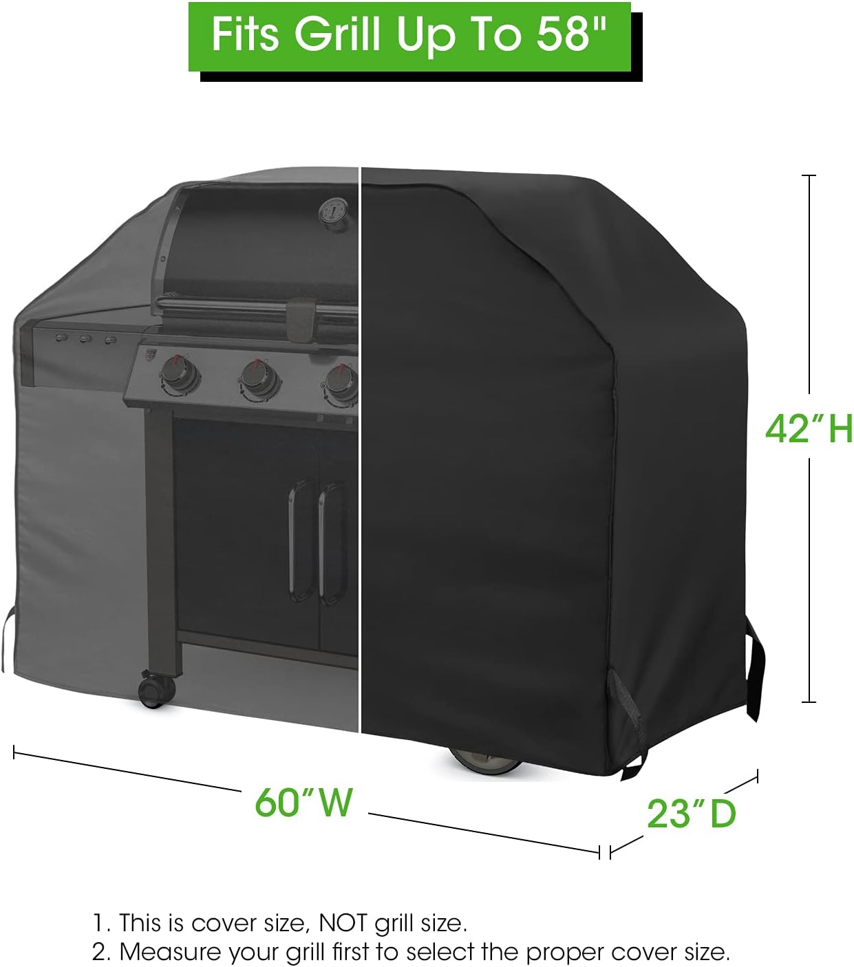 Funda para parrilla de 60 pulgadas, resistente e impermeable, resistente a la decoloración, protección para todo tipo de clima, para Weber, Char