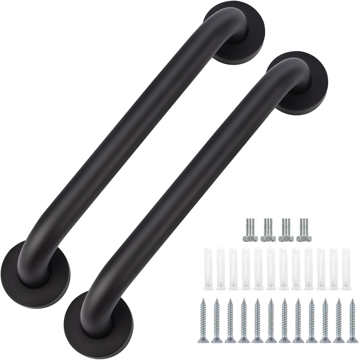 supregear – Paquete de 2 barras de agarre para baño, barra de seguridad negra de 20 pulgadas de longitud, mango antideslizante de acero inoxidable