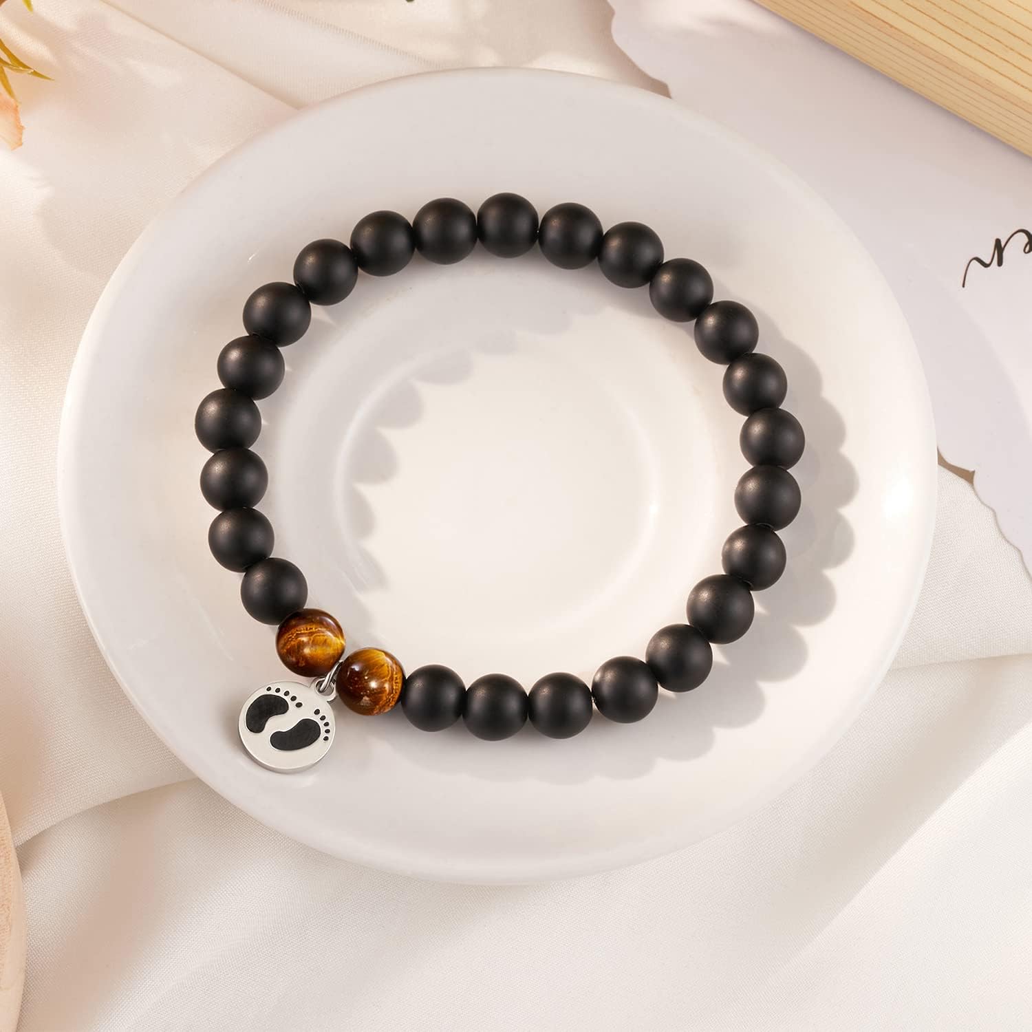 Regalos para padres nuevos para parejas, pulseras para mamá nueva y papá, Piedra, Sin gemas.