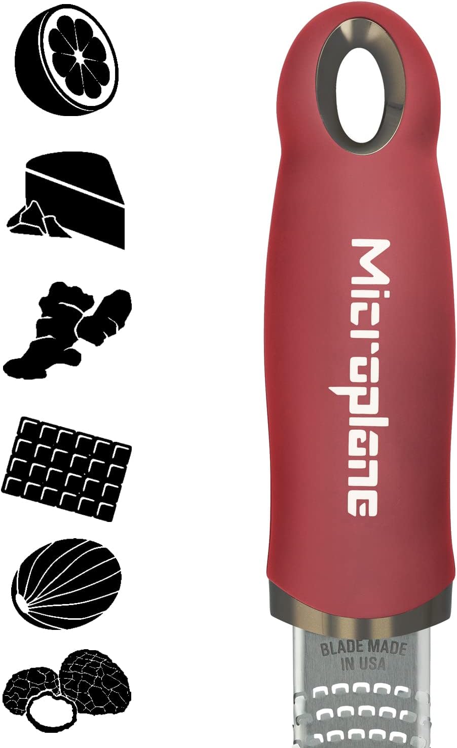 Premium Classic Series Zester – Rojo granada  Herramienta de limón Zester, queso duro y rallador de verduras  Para cítricos, queso parmesano, ajo,