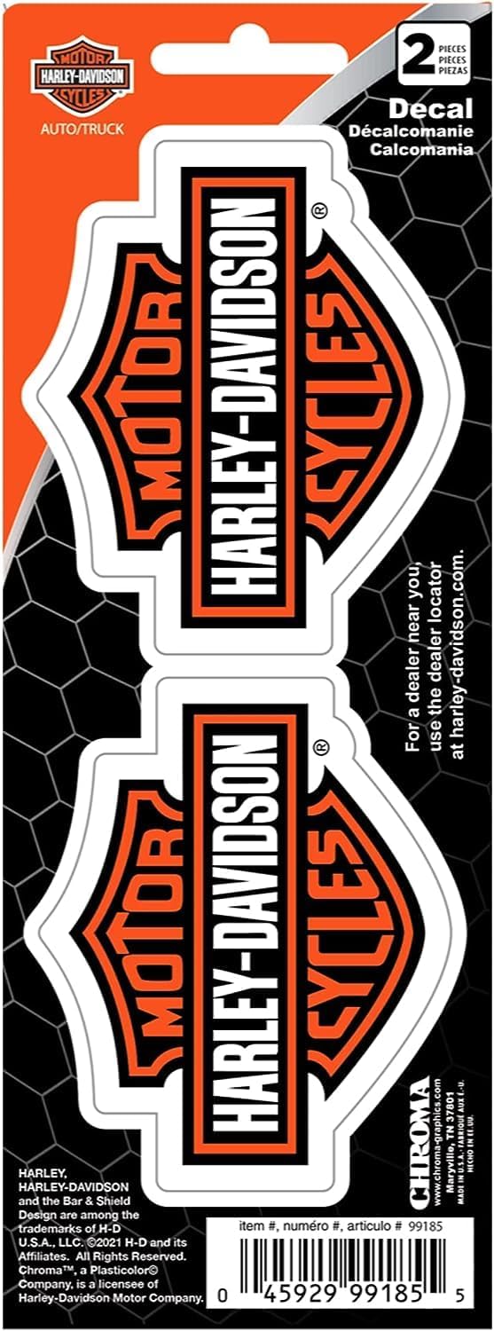 Harley-Davidson Iconic Bar & Shield Logo Pequeño 3″ Calcomanías Juego de 2 piezas – Naranja Chroma