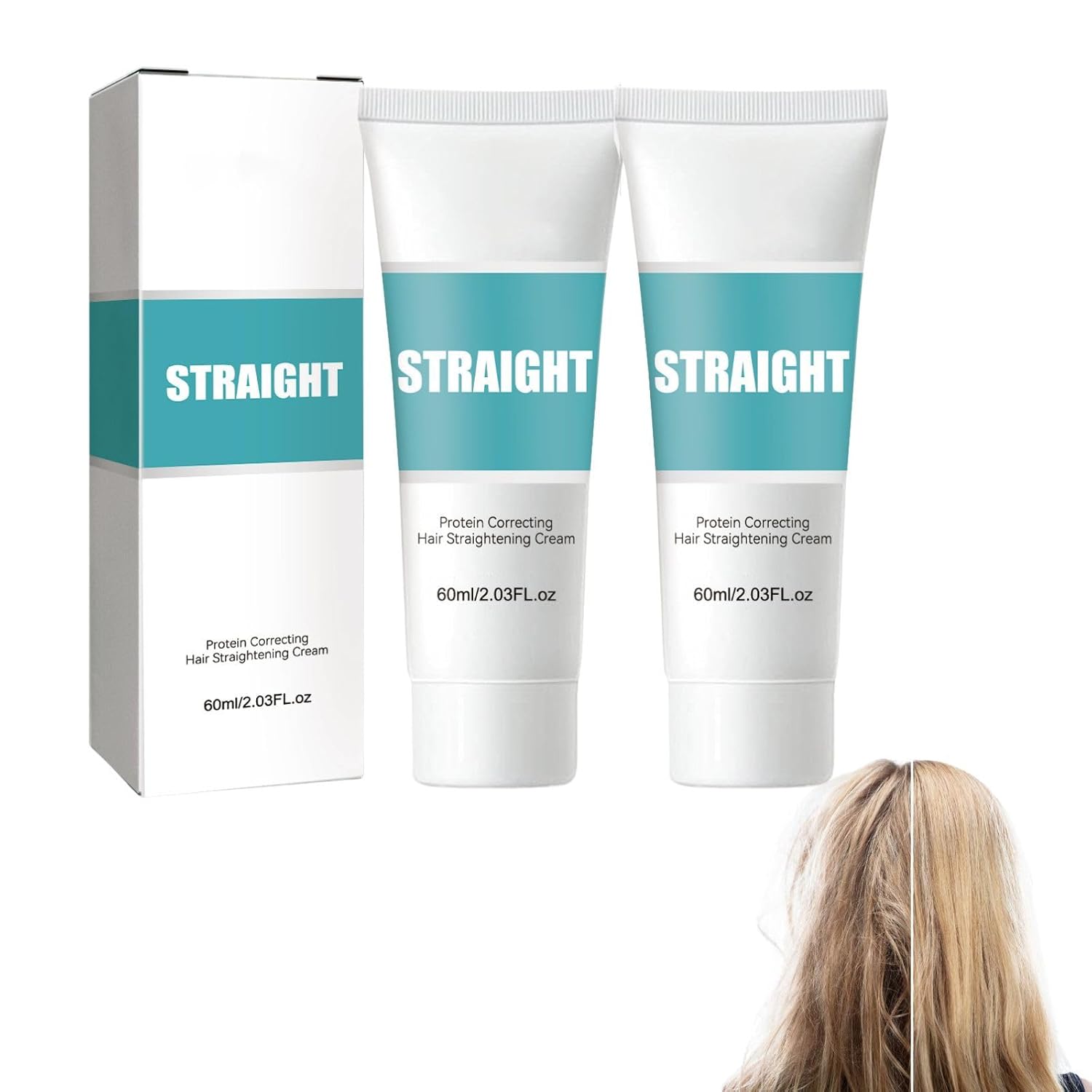 Crema alisadora de cabello con proteínas, 2 unidades, seda y brillo, crema alisadora de cabello rizado para todo tipo de cabello, crema alisadora de