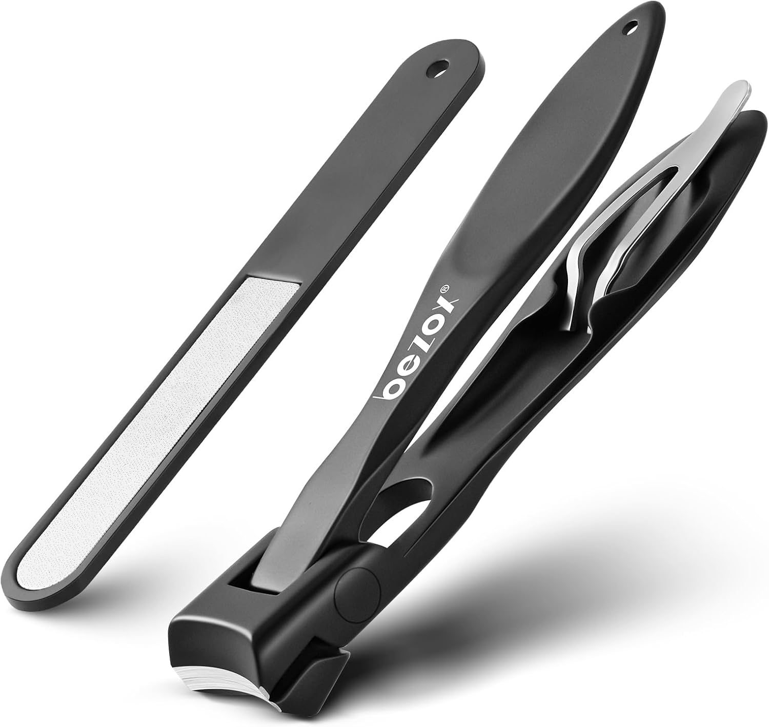 BEZOX Cortaúñas gruesas con lima de uñas de metal, cortaúñas profesional para uñas gruesas para hombres, cortaúñas de acero inoxidable con estuche