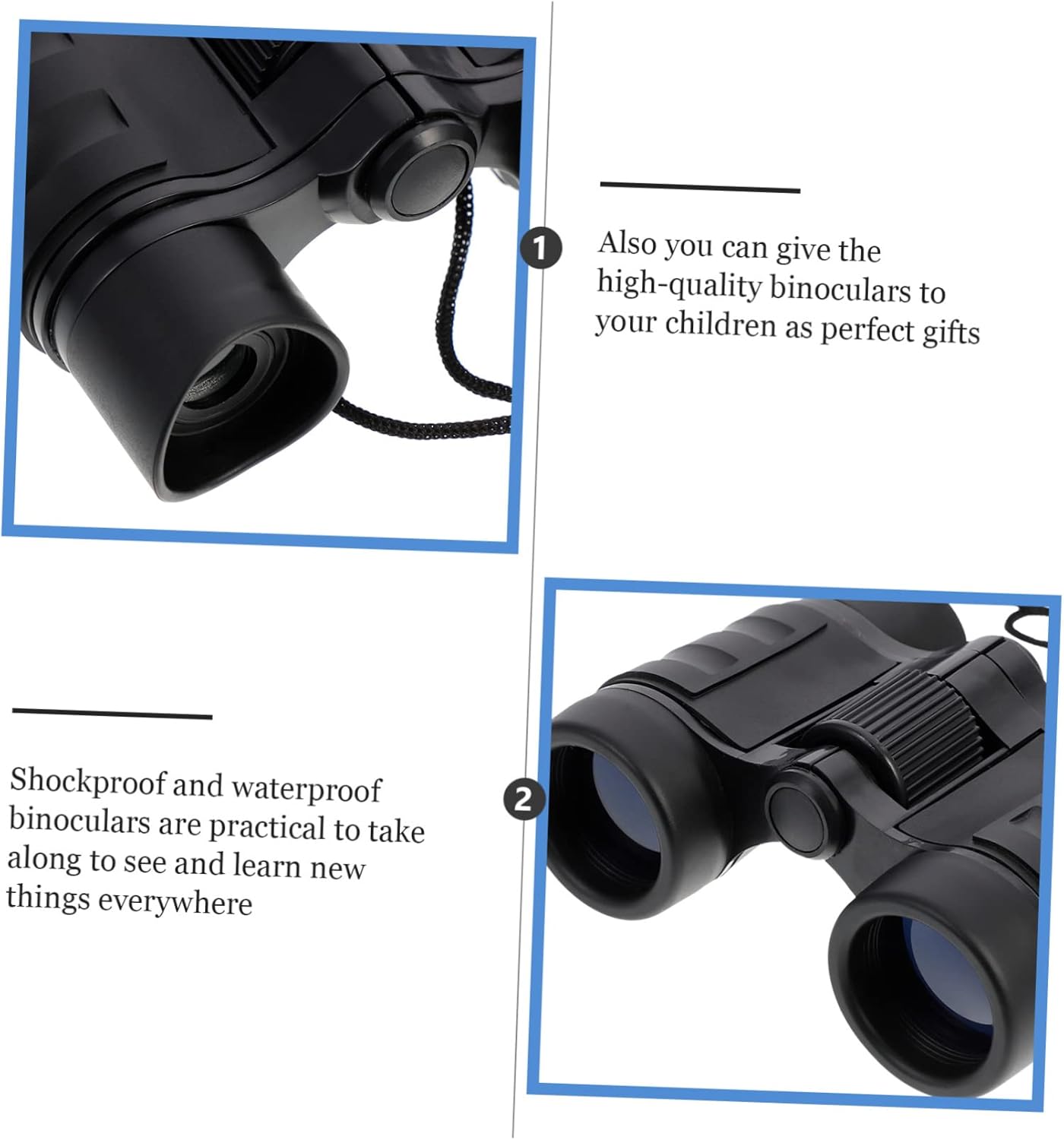 UKCOCO Prismáticos compactos para niños, binoculares para turismo, binoculares para niños, mini binoculares para niños, potente mango binocular, 4