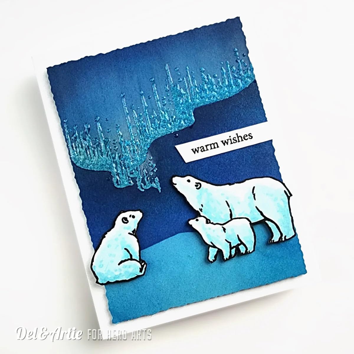 Hero Arts CM718 Northern Lights – Juego de sellos transparentes de osos polares