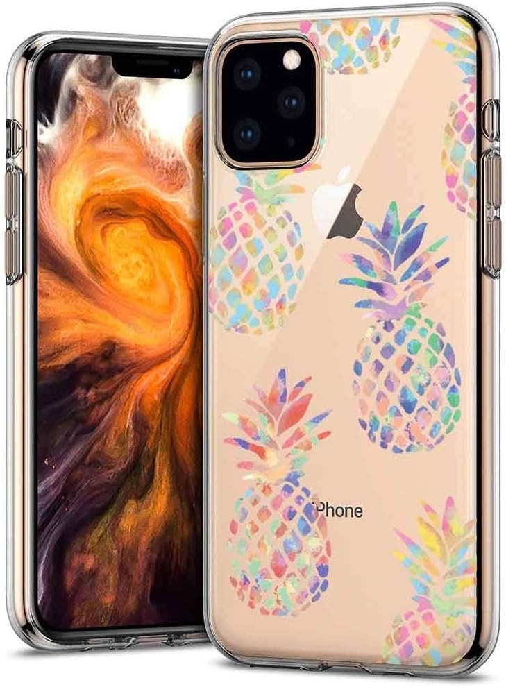 Talkingcase Funda transparente de gel fina para Apple iPhone 11 Pro, estampado de piñas en acuarela, peso ligero, ultra flexible, suave al tacto,