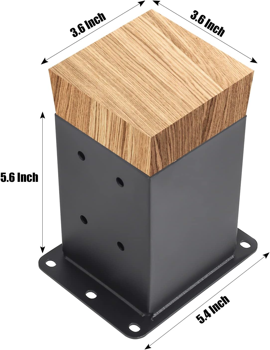 Base de poste de 4 x 4, 4 juegos de anclaje para postes, (tamaño interior de 3.5 x 3.5 pulgadas), soporte de base de poste de metal negro con