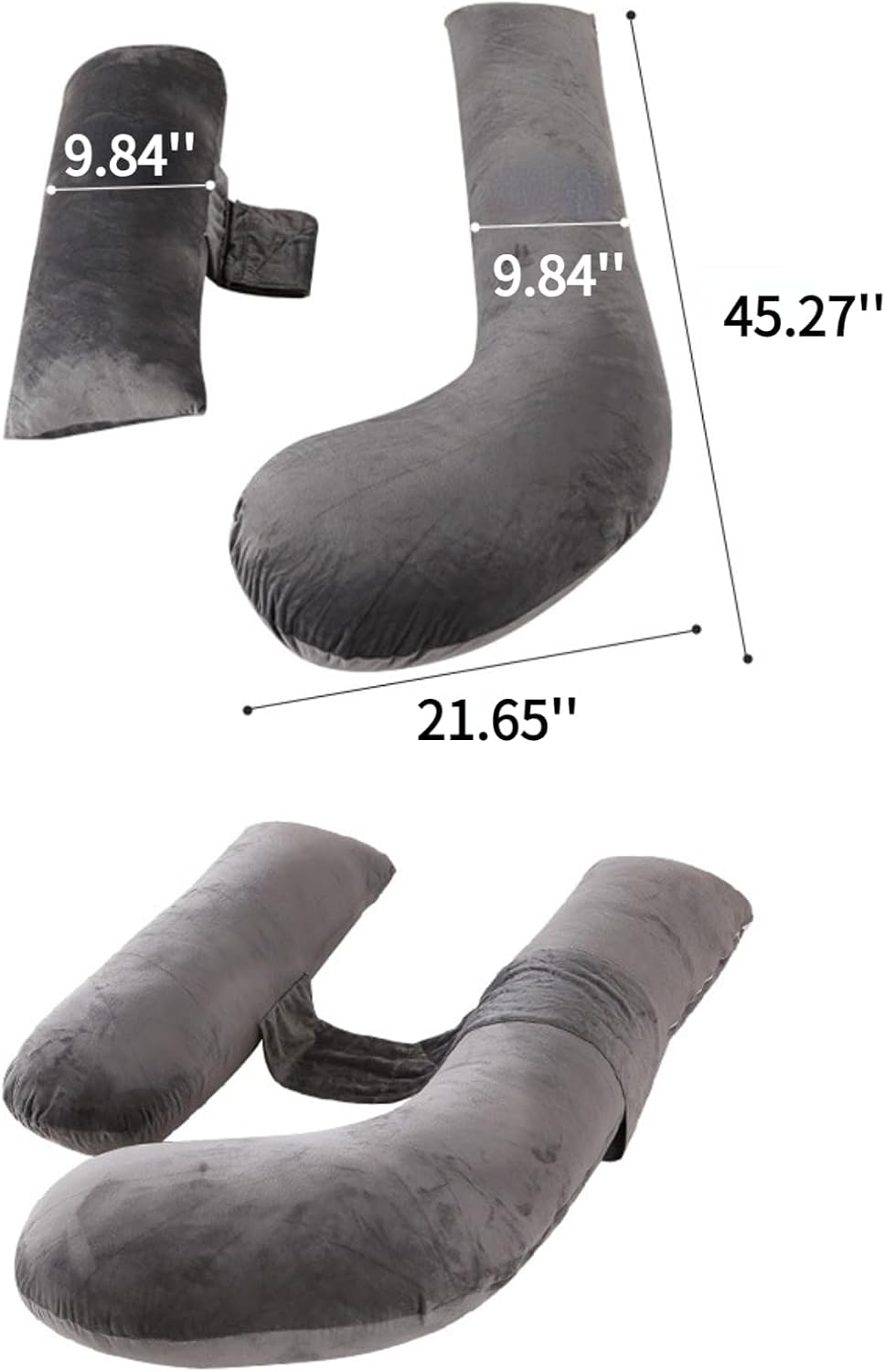 Almohadas de embarazo para dormir, almohada de cuerpo completo en forma de arqueada para mujeres embarazadas, almohada de embarazo suave con funda
