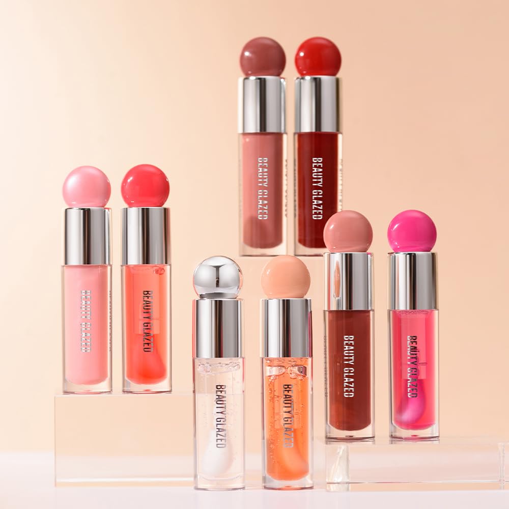 Beauty Glazed Variedad de colores – Aceite labial ultra hidratante y nutritivo no pegajoso, acabado brillante suave, aceite de brillo labial de