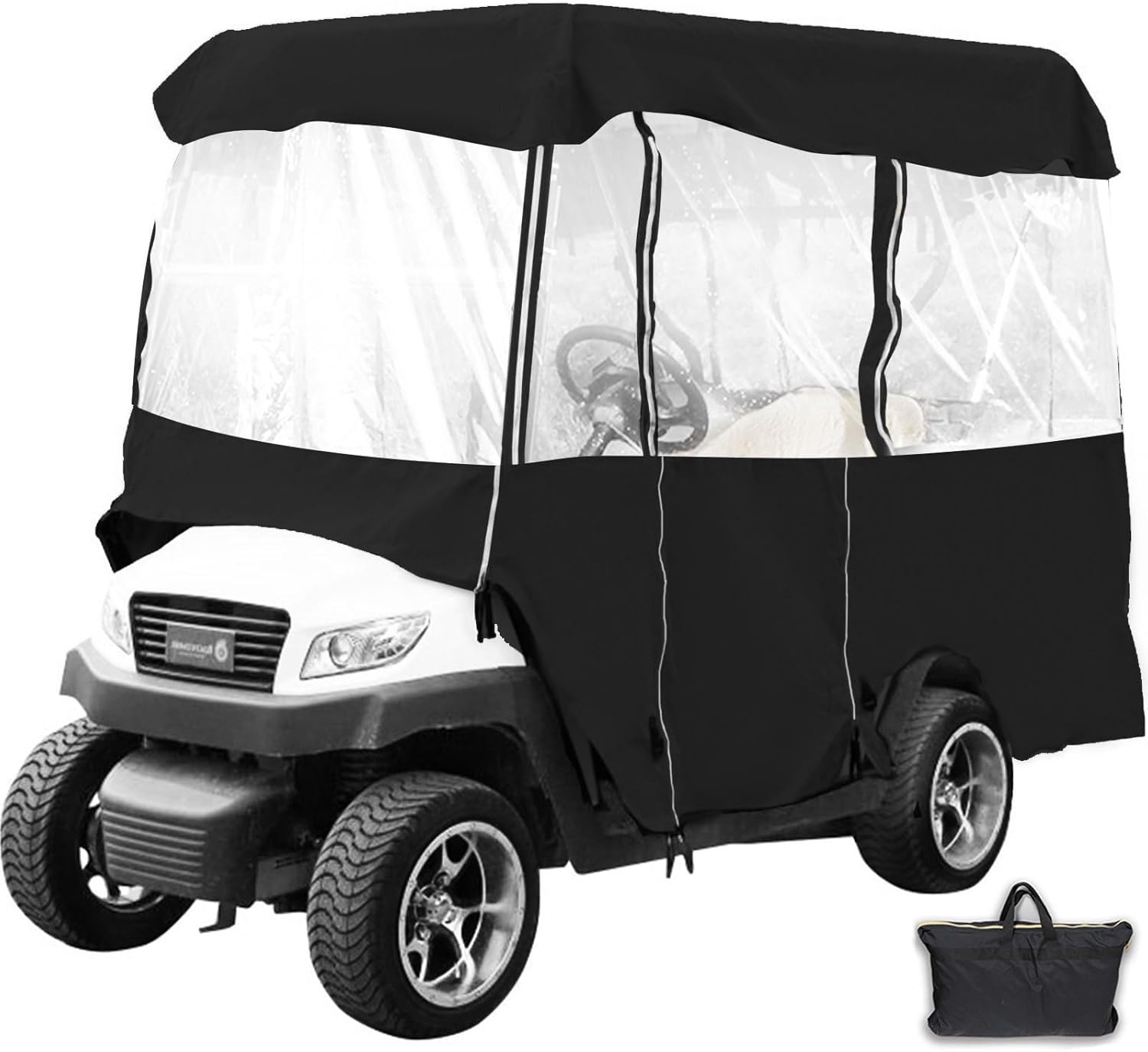 Waterproof 4-Person Golf Cart Enclosure with Transparent Windows, Fits EZGO, Club Car, Yamaha Cart – Deluxe Fairway Cover