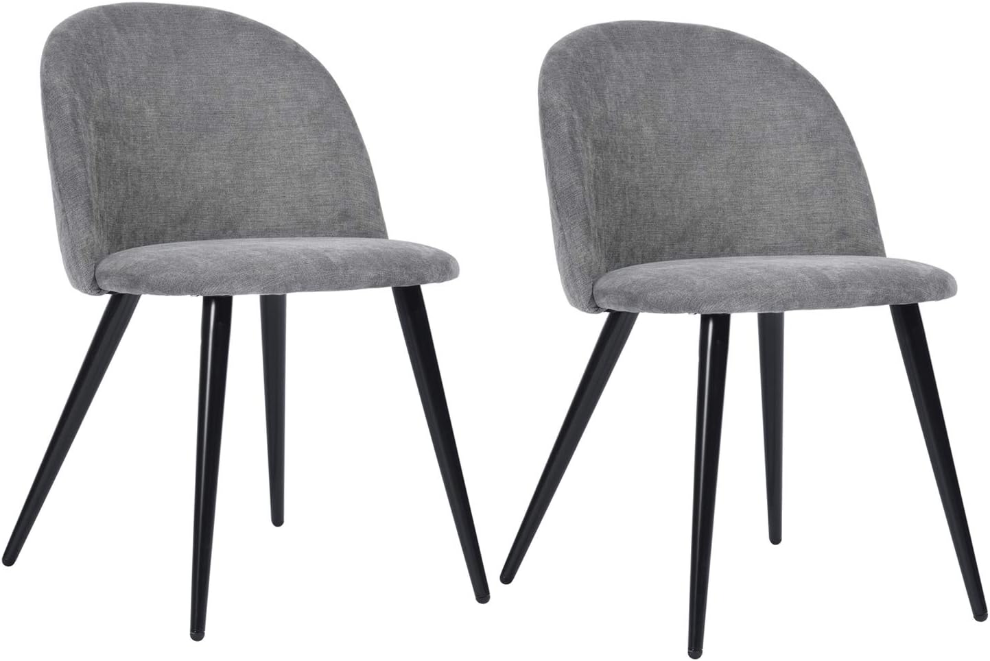 Juego de 2 sillas de comedor, modernas sillas de comedor sin brazos para cocina, sala de estar, sillas laterales tapizadas con asiento de tela y