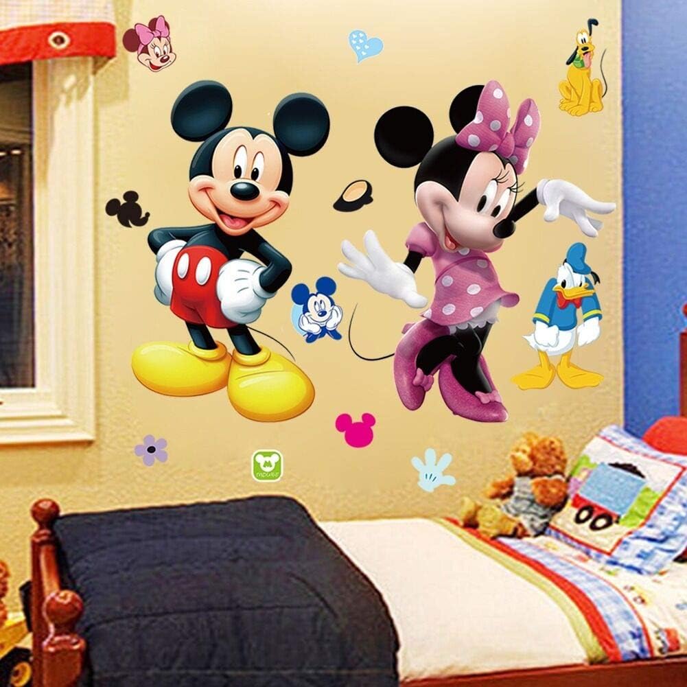 Calcomanía de pared de ratón para habitación de niños, decoración mural de dibujos animados