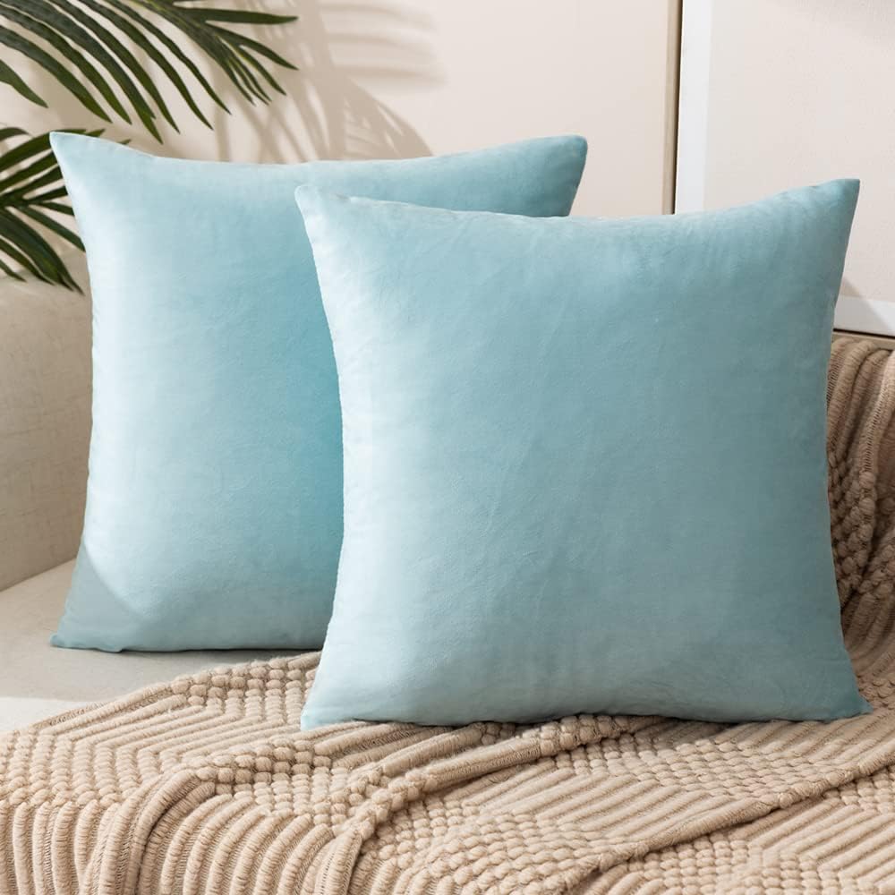 Paquete de 4 fundas de almohada de terciopelo, fundas de almohada suaves de 18 x 18 pulgadas, almohadas para decoración del hogar (20 x 20 pulgadas,