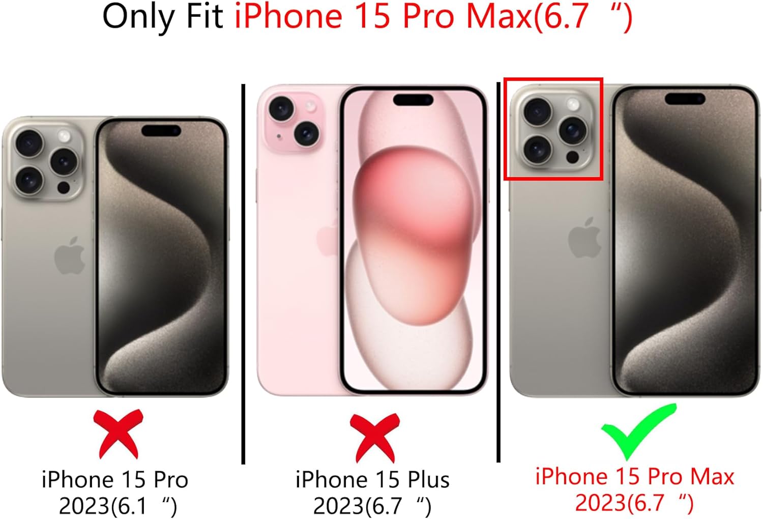 Fycyko Funda compatible con iPhone 15 Pro Max con cadena, bonita funda estética con diseño de corazón y oso con dije de perla para iPhone 15 Pro Max