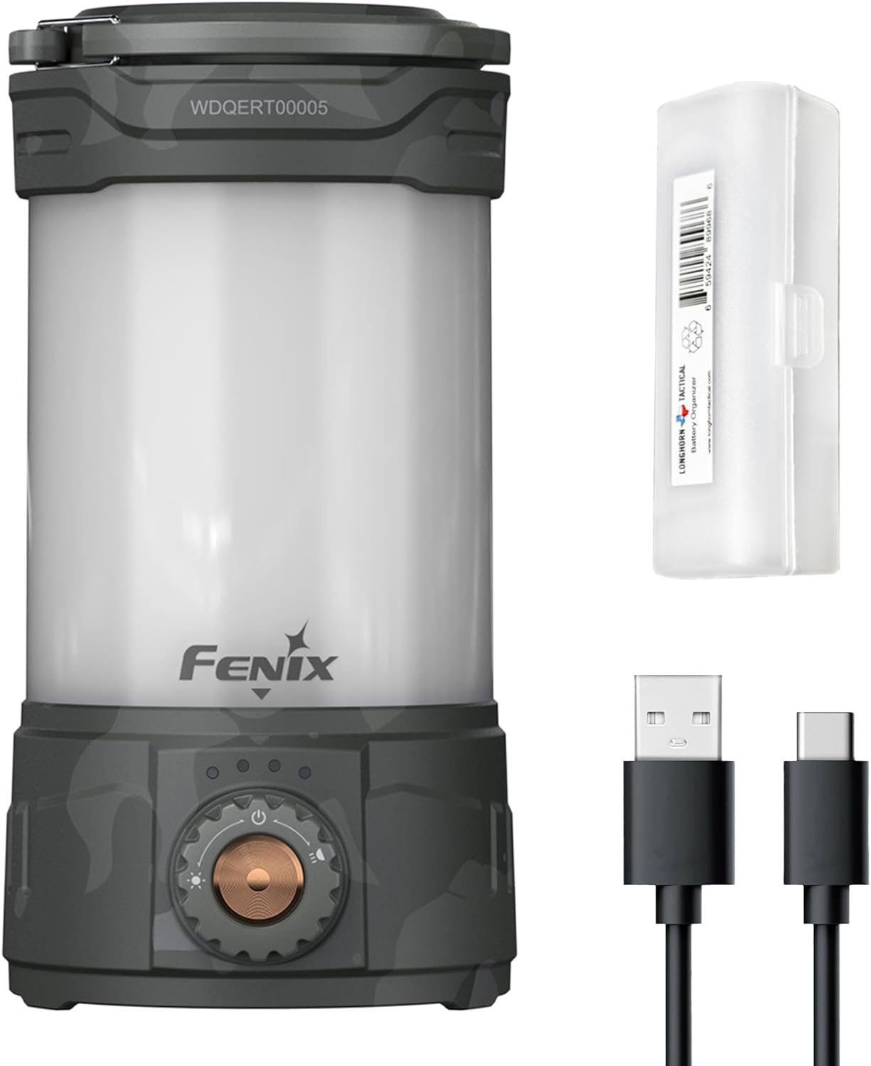 Fenix CL26R Pro – Linterna de campamento, camuflaje gris, 650 lúmenes brillante, recargable USB-C, compacta y portátil, perfecta para huracán,