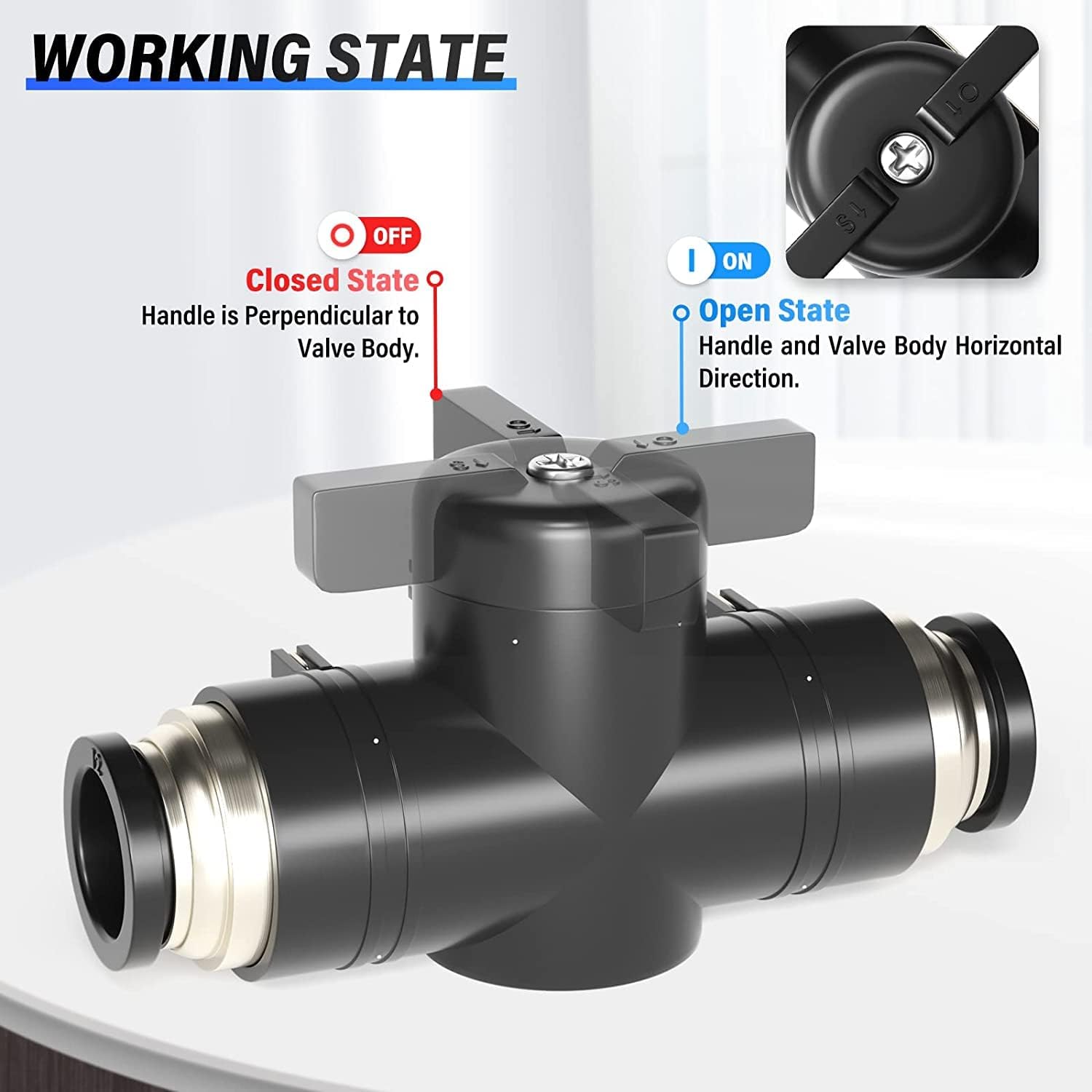 TAILONZ PNEUMATIC BVU-14 OD válvula de bola de control de flujo de aire válvula de empuje para conectar el accesorio (paquete de 5)