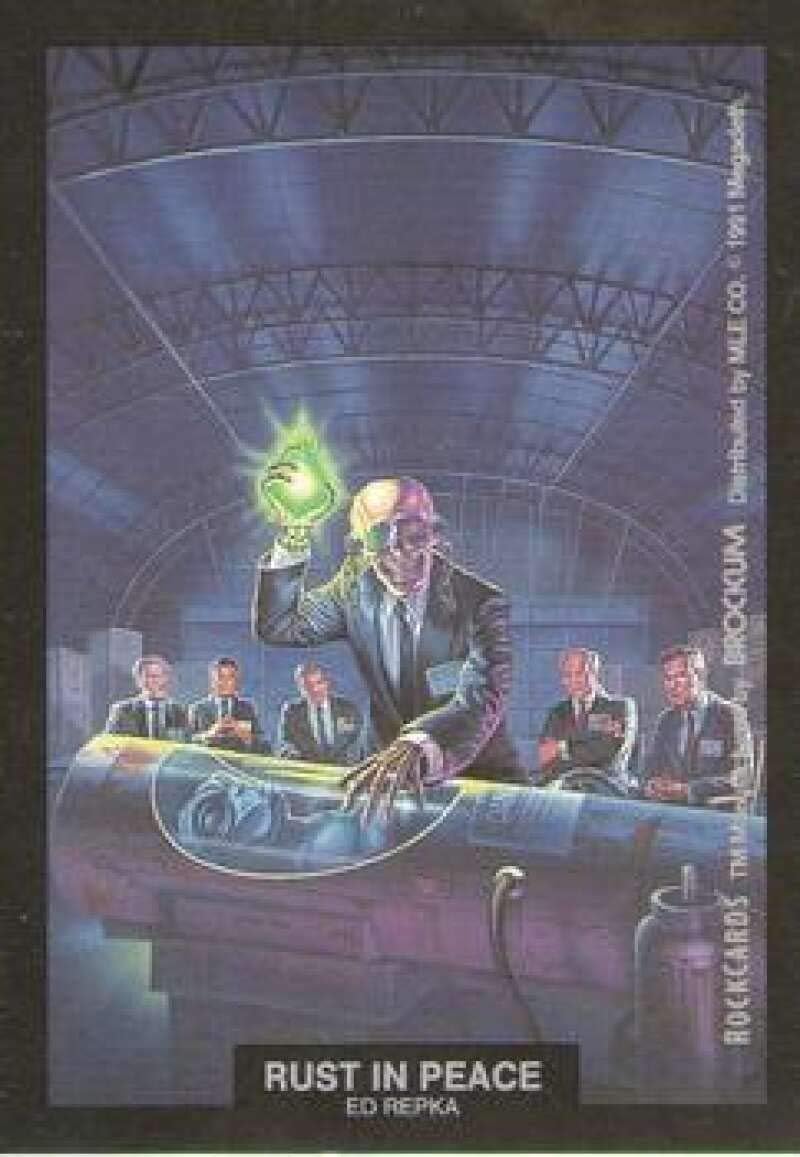 1991 Brockum Rock Cards Artwork Stick-Ons NonSport #NNO Rust in Peace Official Standard Sized Trading Card