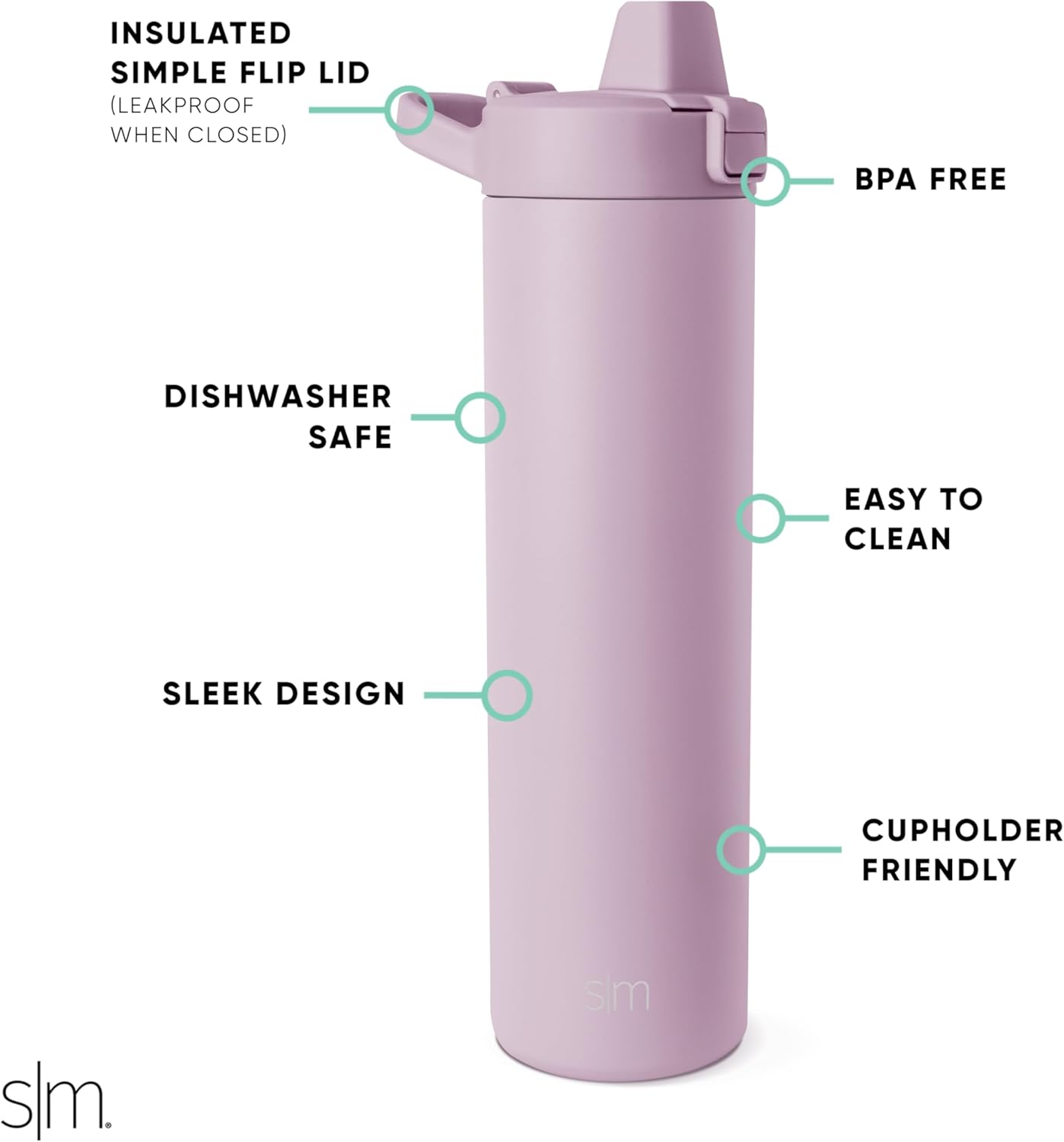 Simple Modern Botella de agua filtrada  Botellas de agua de viaje con filtro de carbono de acero inoxidable aisladas  Reutilizable para agua potable