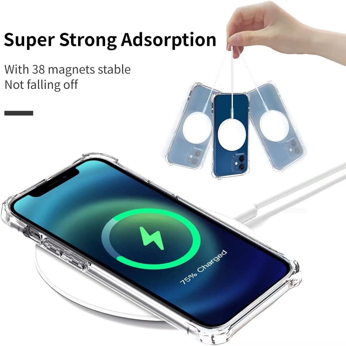 Funda magnética transparente para Huawei P50 Pro compatible con MagSafe, funda de silicona suave TPU parachoques Slim Fit duro trasero a prueba de