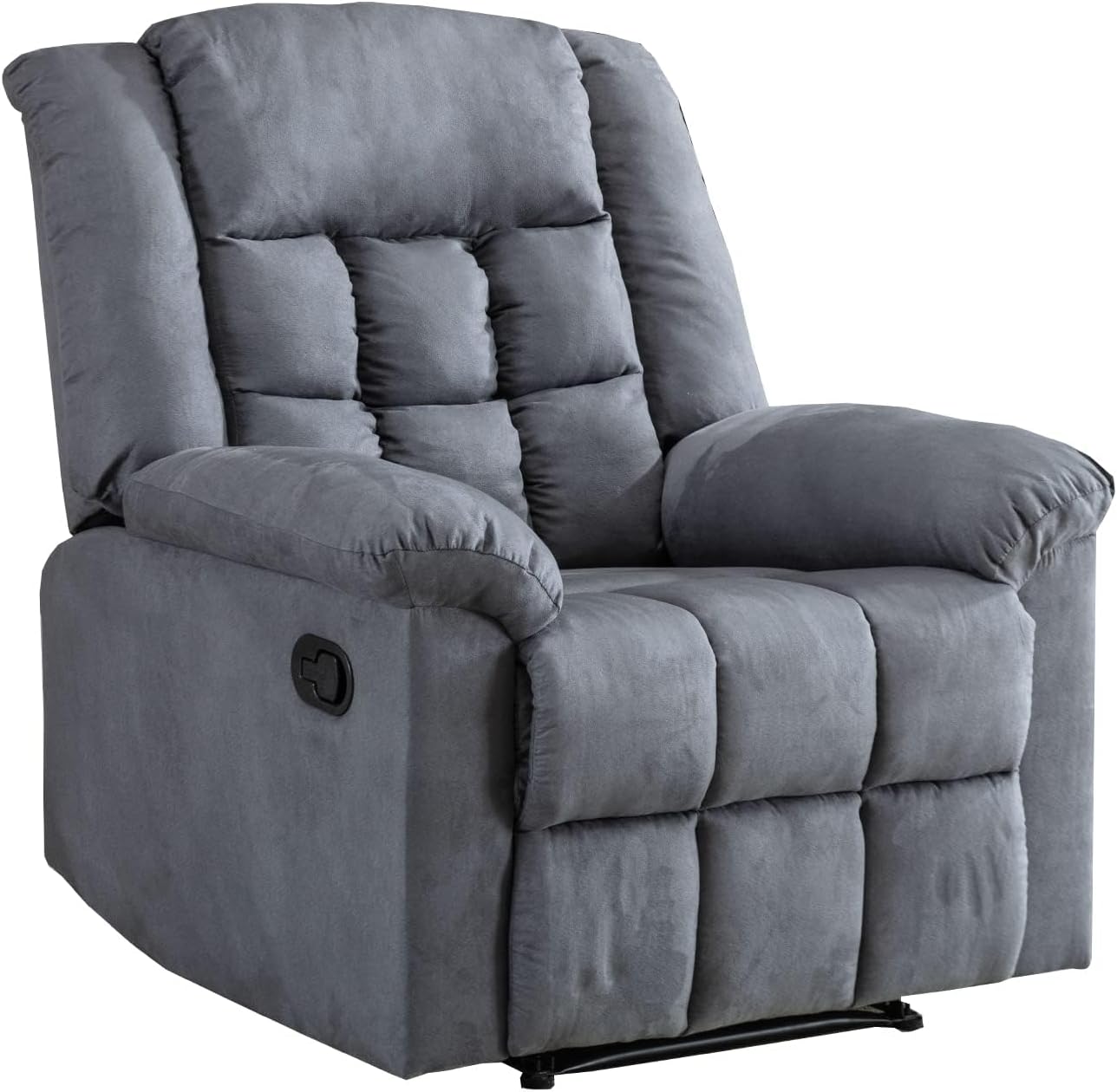 Silla reclinable manual clásica con reposacabezas y reposabrazos acolchados suaves, sofá individual con relleno para sala de estar, dormitorio, gris