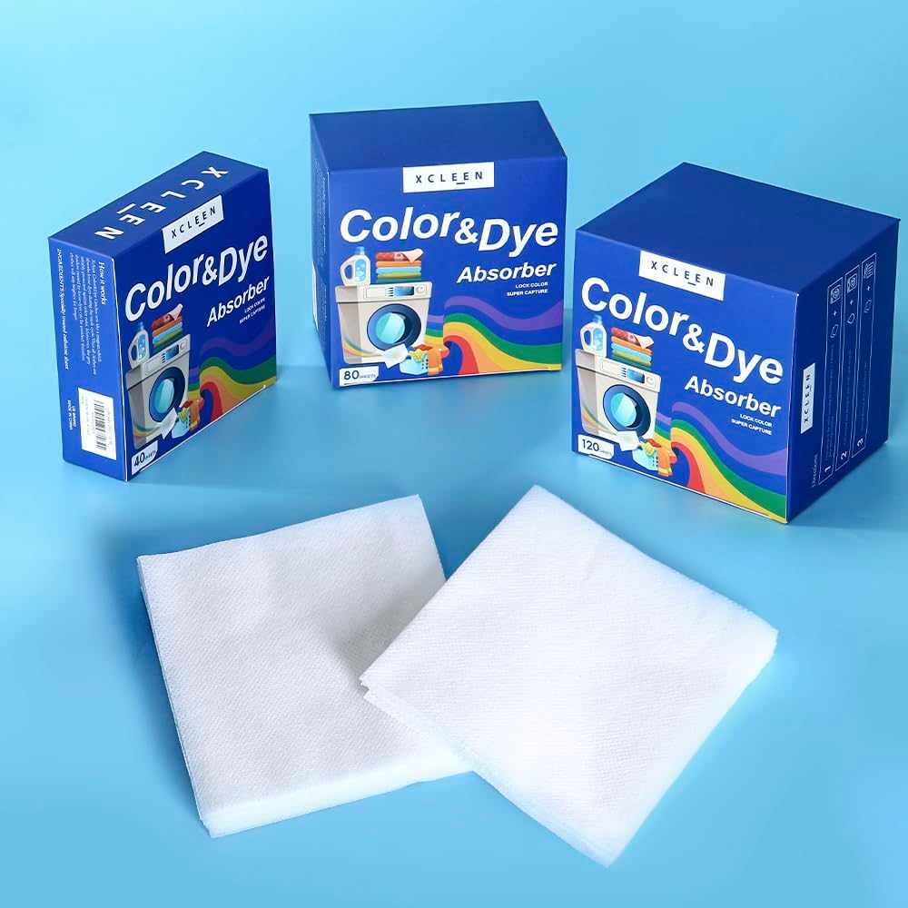 Xcleen 180 hojas de atrapamiento de tinte de color para lavandería, sin fragancia, evita que la ropa se manche, hojas de captura de color para el