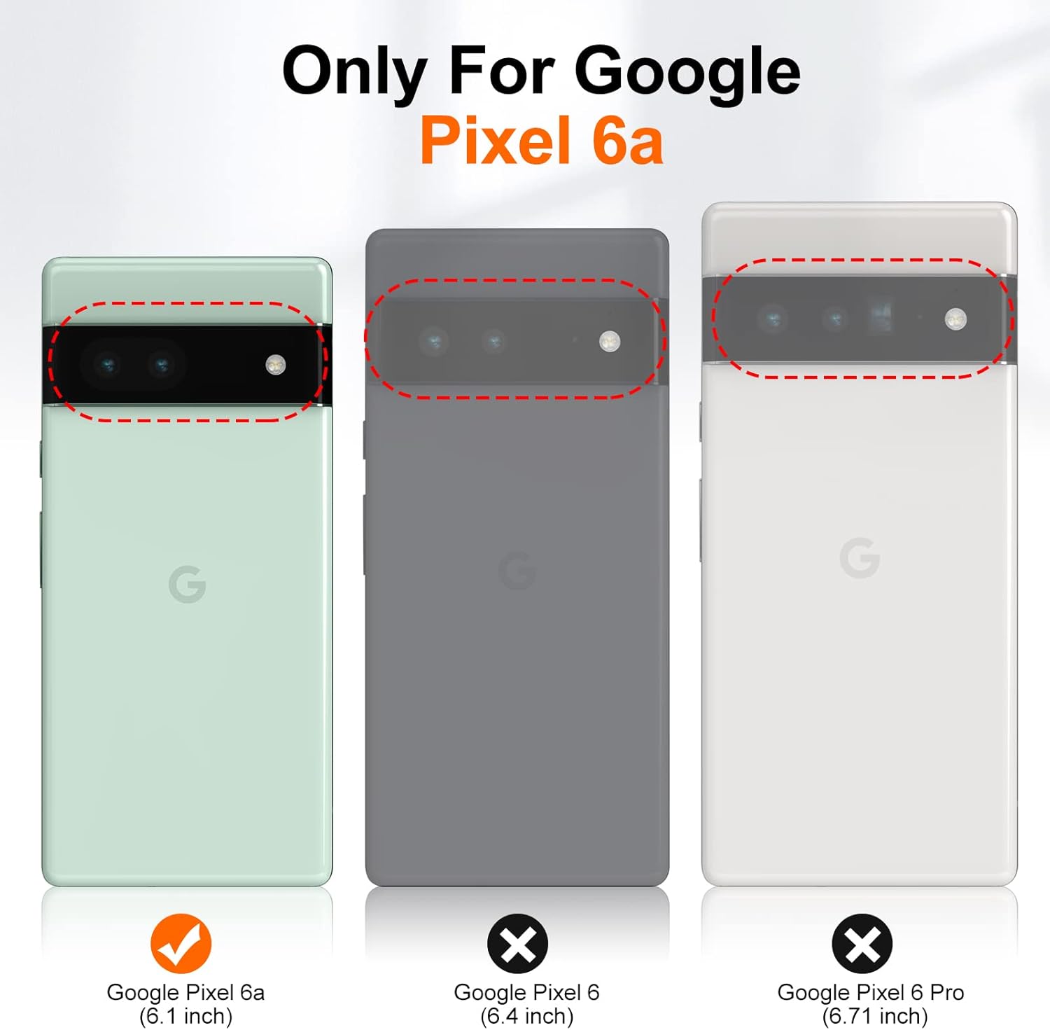 JAME Funda delgada y suave para Pixel 6a, con 2 protectores de pantalla de vidrio templado para Google Pixel 6a, protección de grado militar para