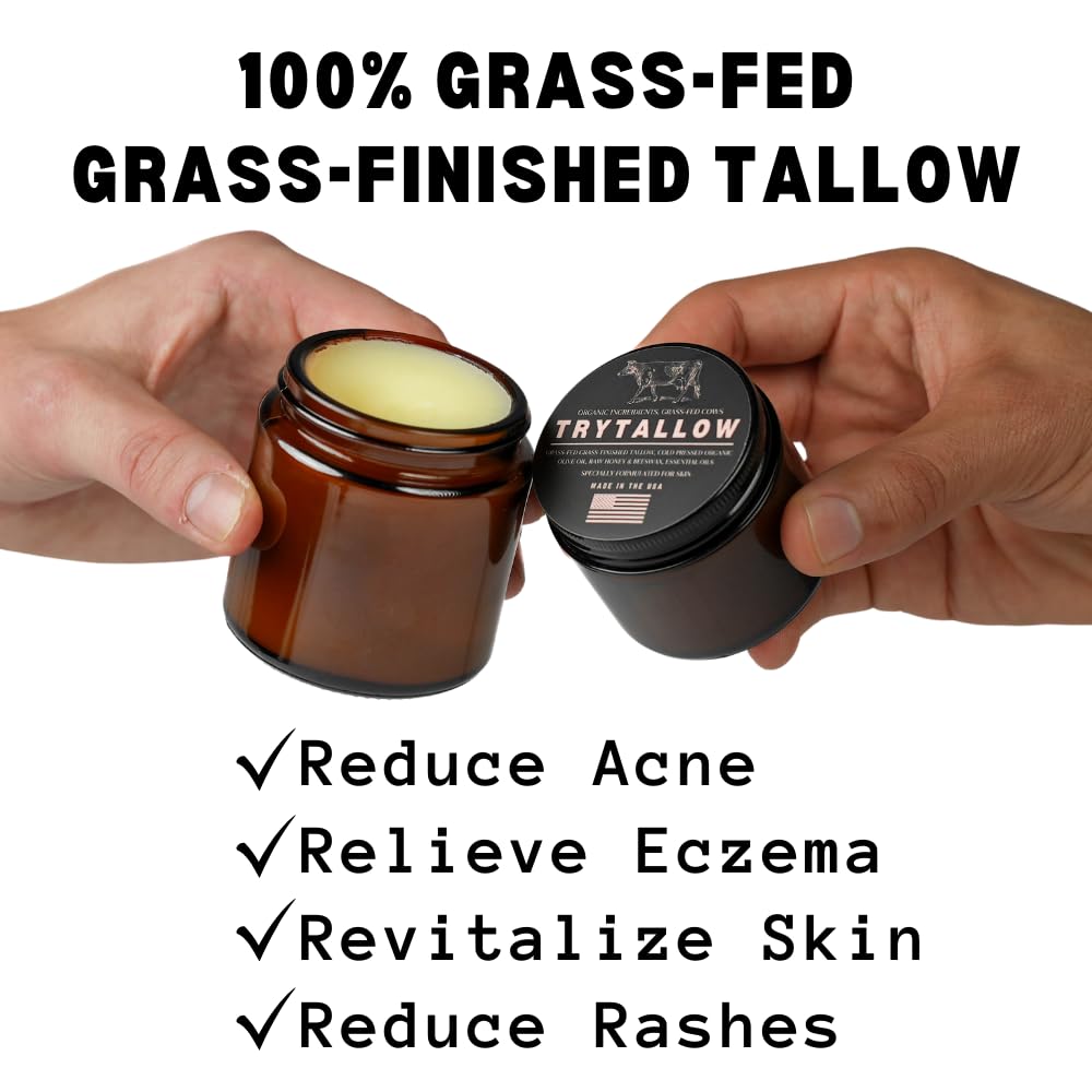 Bálsamo de miel de ternera – Crema facial orgánica alimentada con pasto con miel y aceite de oliva, para eczema, rosácea, bebé, acné (2 onzas)