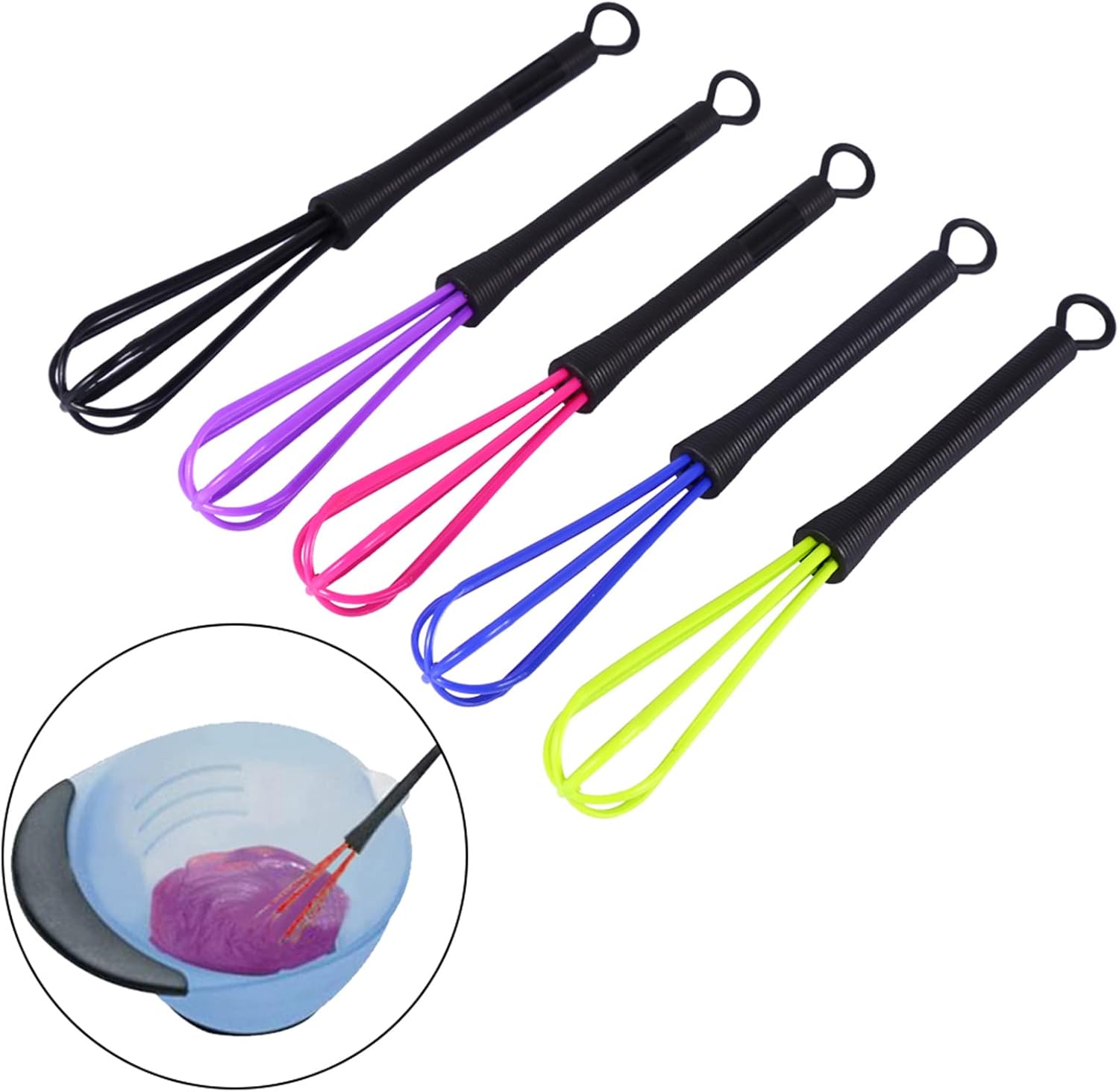 Juego de batidores, 5 unids plástico salón peluquería peluquería color tinte crema batidor cocina globo mezclador herramienta huevo batidor rápido