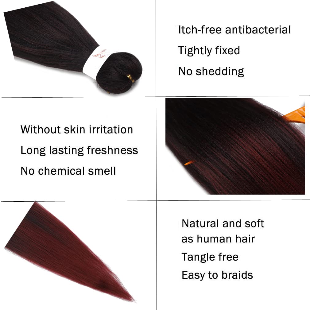 Cabello trenzado preestirado de 30 pulgadas, 8 paquetes de extensiones de cabello profesional sintético trenzado de ganchillo suave textura Yaki