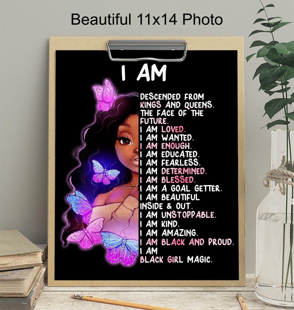 Inspiring Black Girl Wall Decor LARGE 11×14 – African American Girl Art Print – Inspirational positive affirmation – Motivational Quotes – Girls