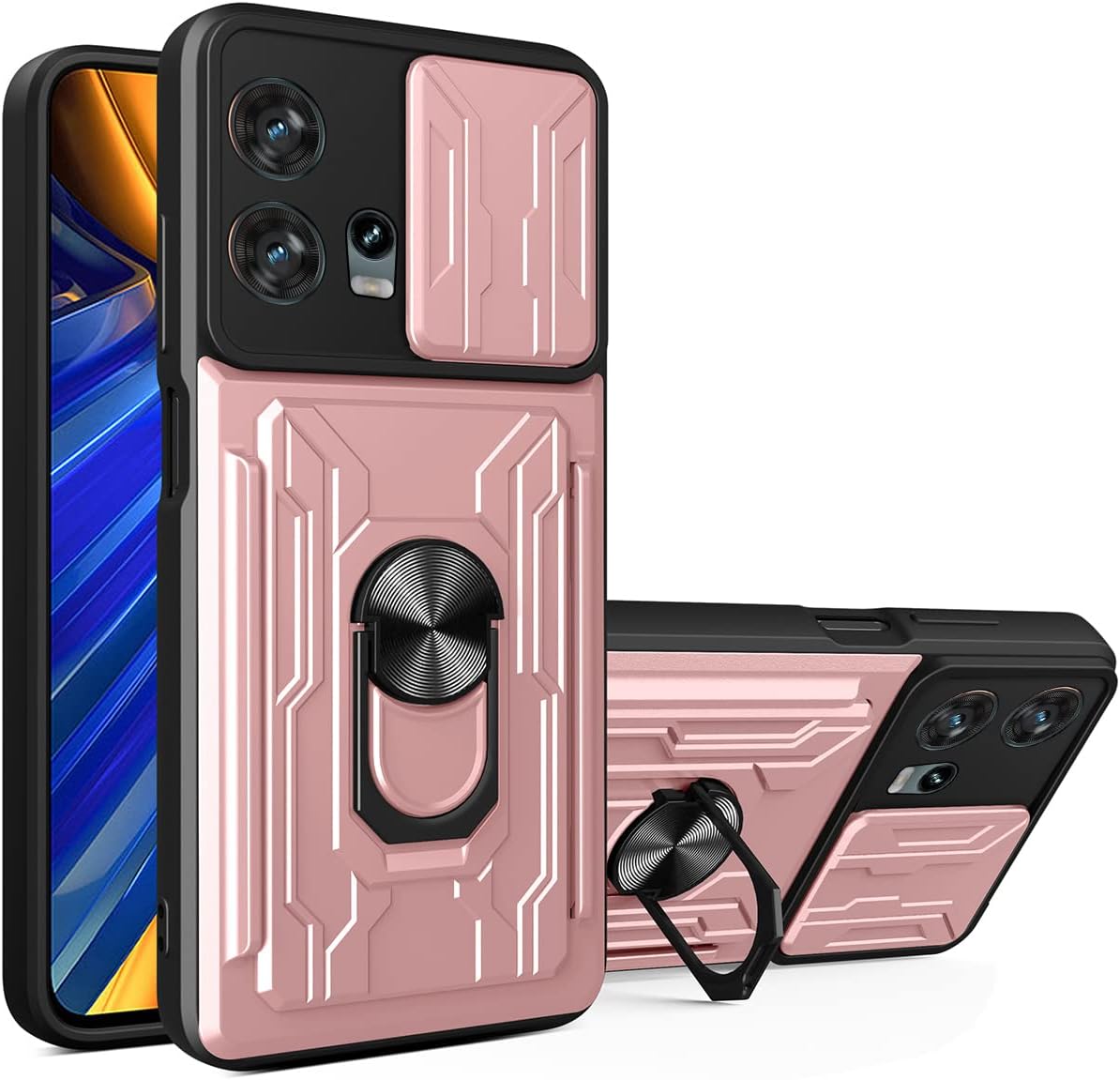 CCSmall Funda para Motorola Edge 30 Fusion (no Edge 30) con ventana deslizante con tarjeteros, cubierta con protección de cámara deslizante Funda