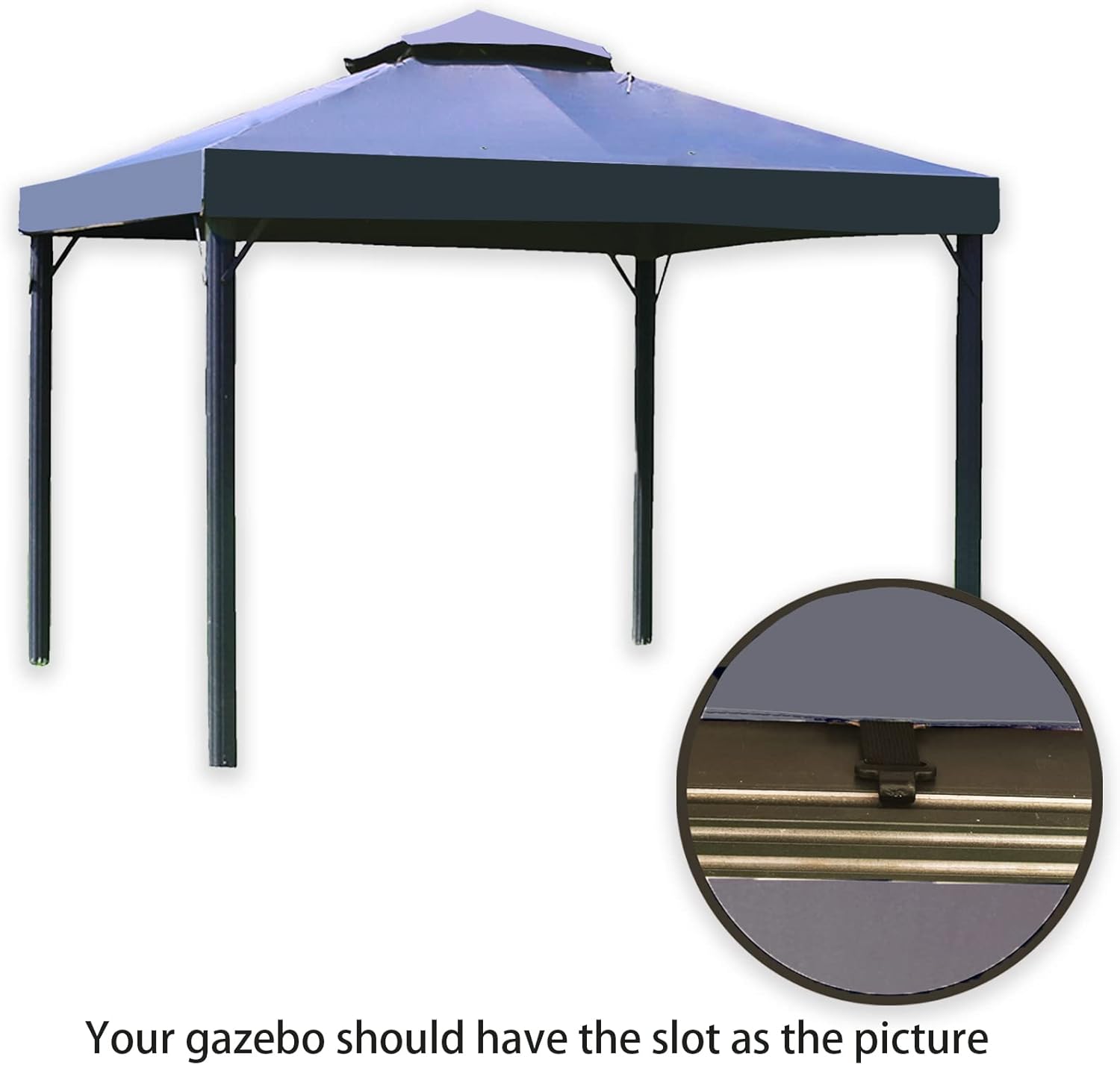 Toldo de repuesto de 10 x 13 pies para glorieta con ranura, carpa de lona impermeable, color gris (solo la parte superior del toldo)