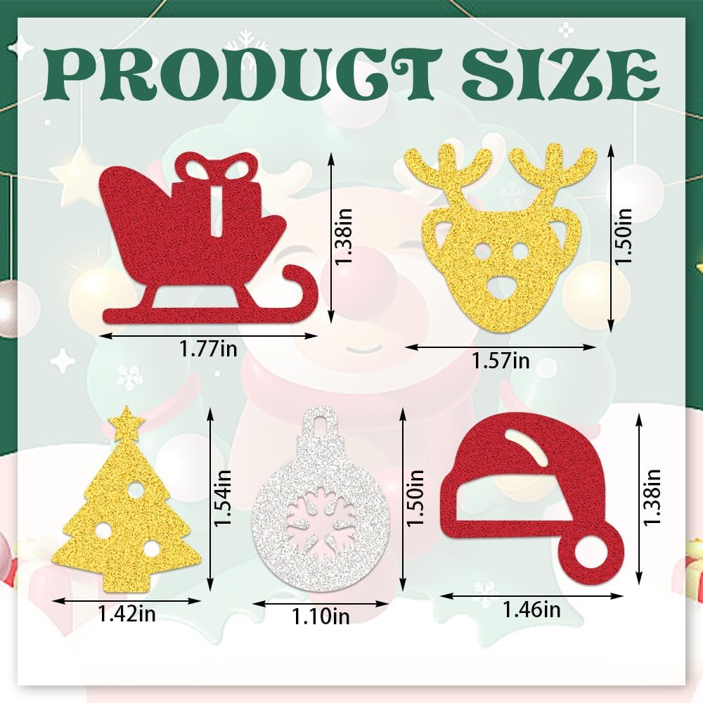 200 piezas de confeti de Navidad, azufaifo, rojo, plateado, dorado, trineo, alce, árbol de Navidad, sombrero de Papá Noel, decoración de confeti de