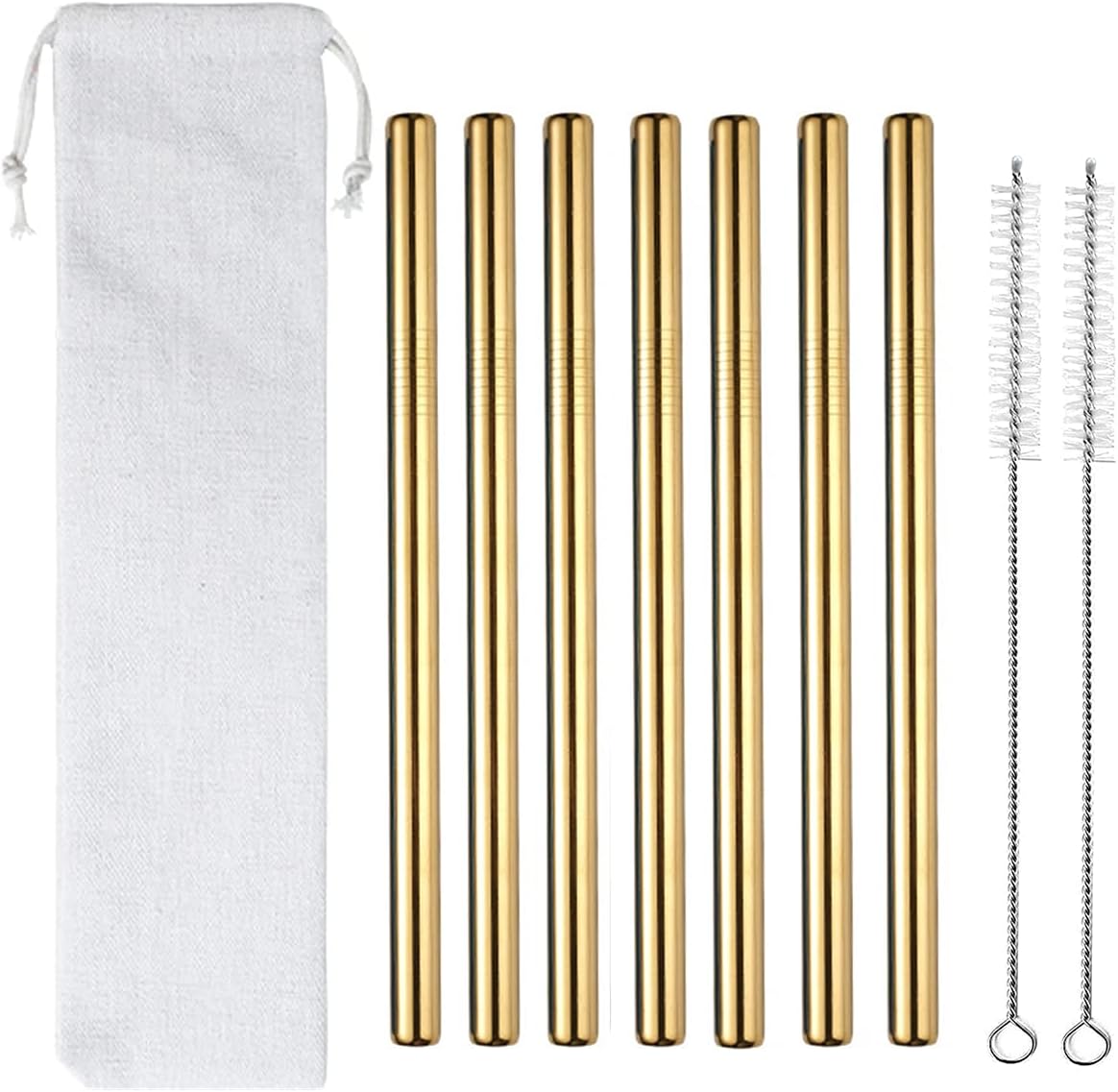 Juego de 7 pajitas Boba reutilizables de 8.5 pulgadas de acero inoxidable 304 con 2 cepillos de limpieza, popote de metal ancho para té de burbujas,