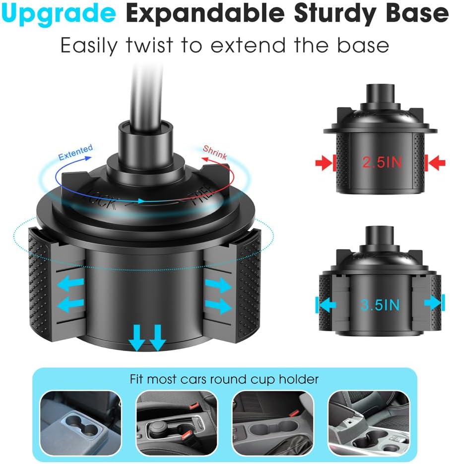 Portavasos para teléfono celular, soporte universal mejorado, ajustable, base expandible, adecuado para automóviles y camiones, compatible con