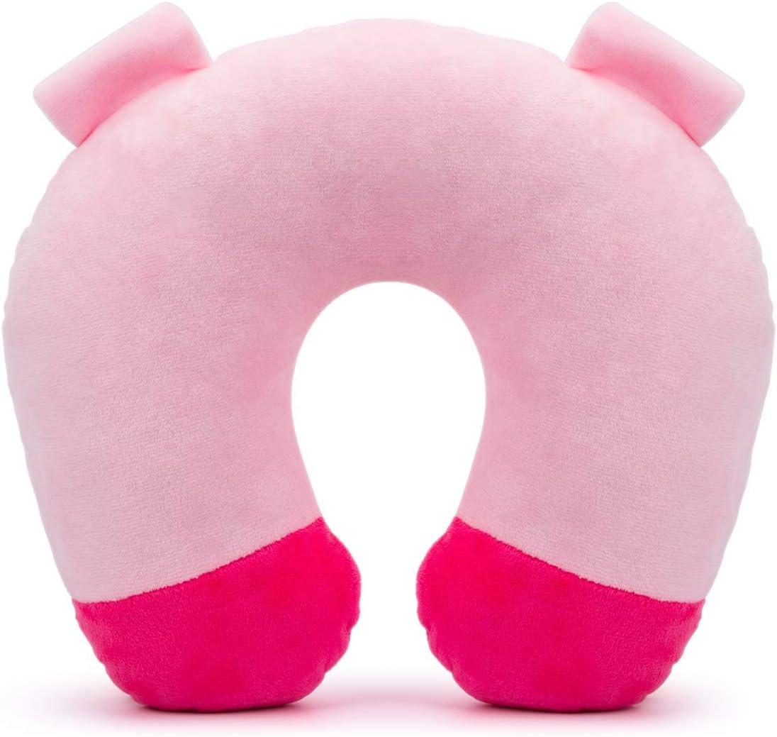Almohada de viaje para niños para automóvil, avión, almohada suave para el cuello para la cabeza y la barbilla, lindo animal en forma de U, almohada