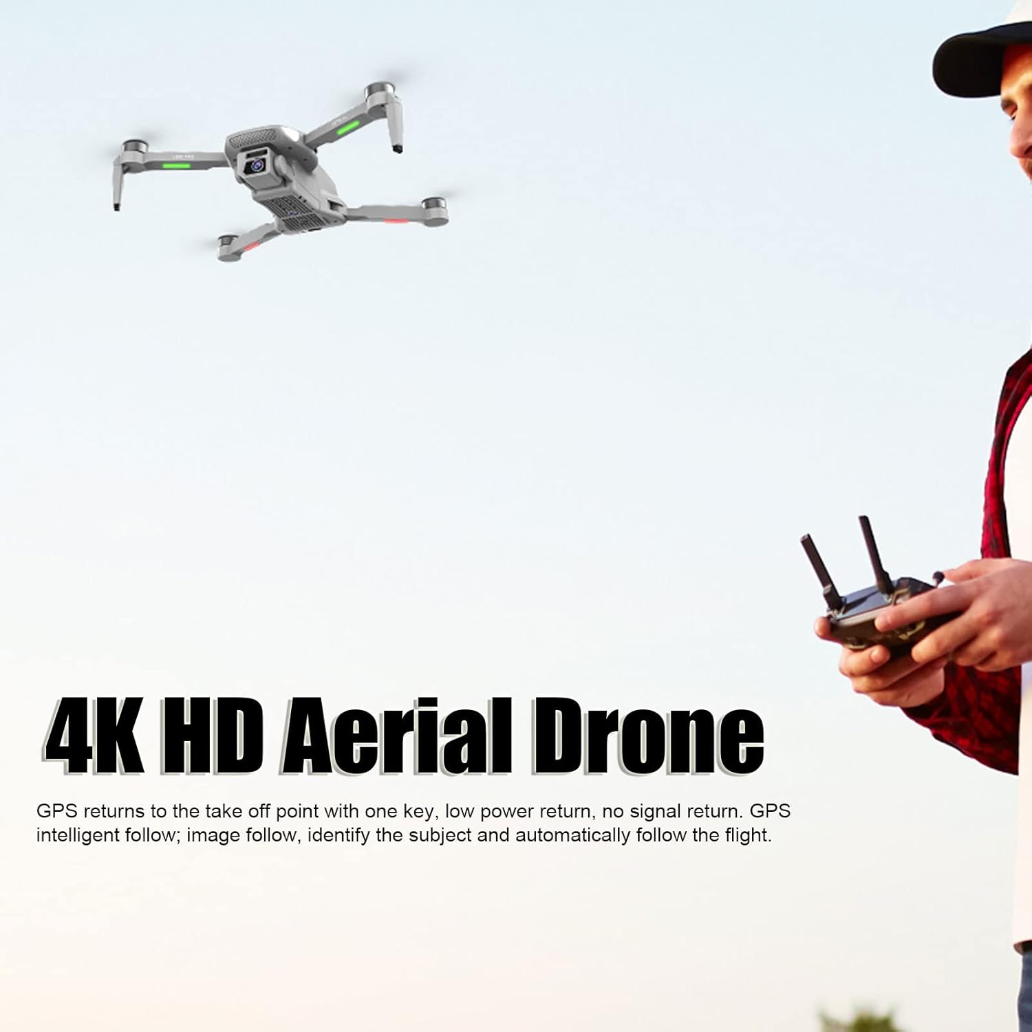 BuyWeek Drone GPS con cámara HD 4K, L500PRO Drone plegable RC sin escobillas 4 ejes RC Quadcopter para adultos principiantes niños mayores de 14