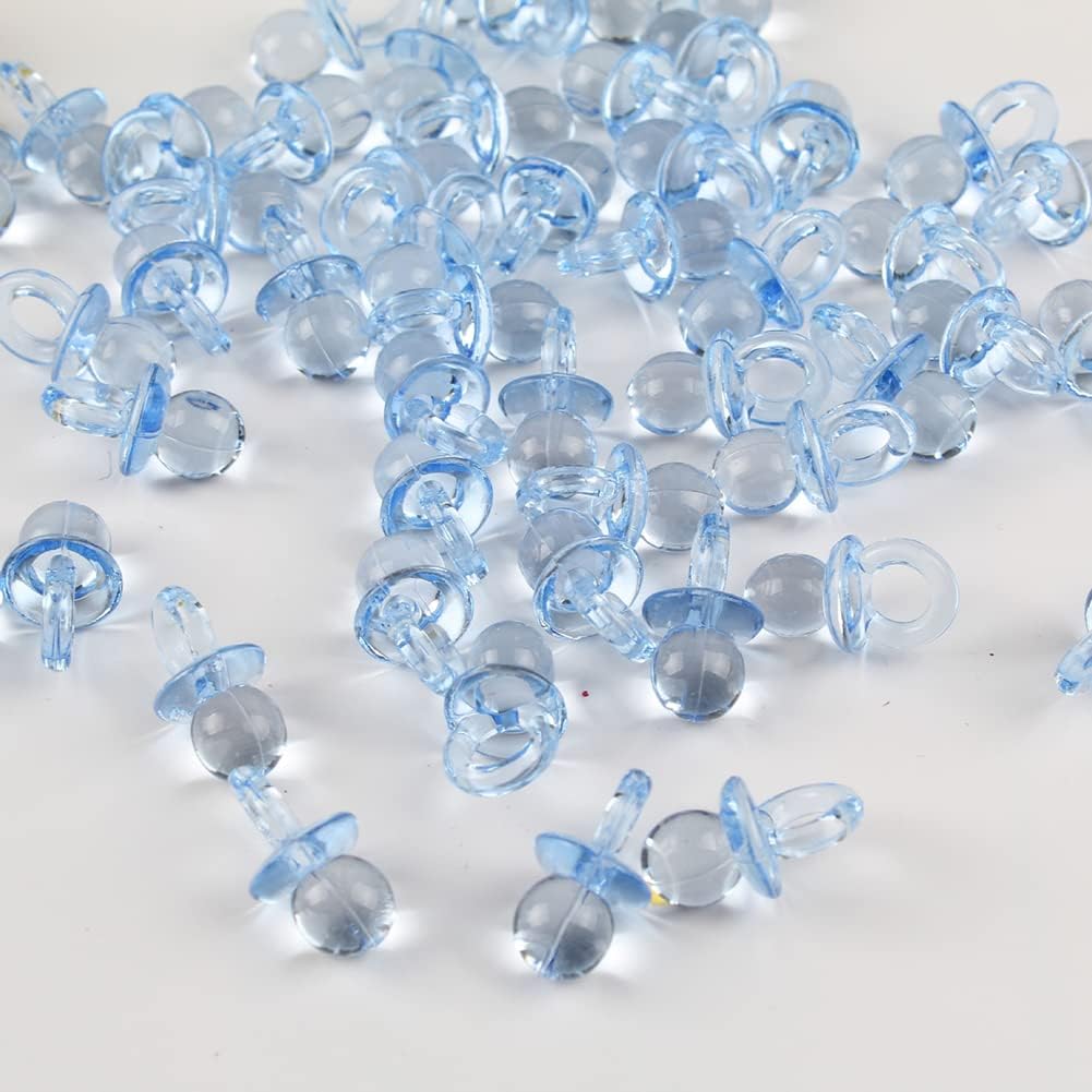 150 chupetes acrílicos para bebé, chupetes de plástico para manualidades, mesa de baby shower, decoración de fiesta de revelación de género, regalos
