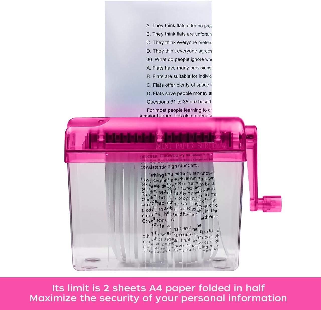 JIKIOU Mini trituradora de mano Trituradora de papel portátil Trituradora manual Documentos Herramienta de corte de papel para oficina en casa