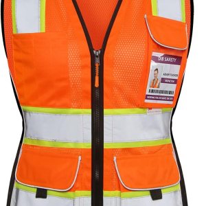 Dib Safety Chaleco para mujer con bolsillos, chaleco reflectante de malla de alta visibilidad, ANSI Clase 2 fabricado con cinta reflectante 3M, Dib Safety Chaleco para mujer con bolsillos, chaleco reflectante de malla de alta visibilidad, ANSI Clase 2 fabricado con cinta reflectante 3M,