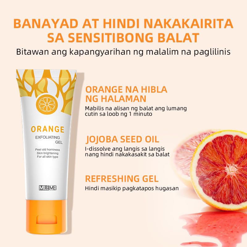 2 unidades de gel exfoliante de naranja, gel exfoliante para la piel de la cara y el cuerpo, exfoliante facial hidratante de limpieza profunda.