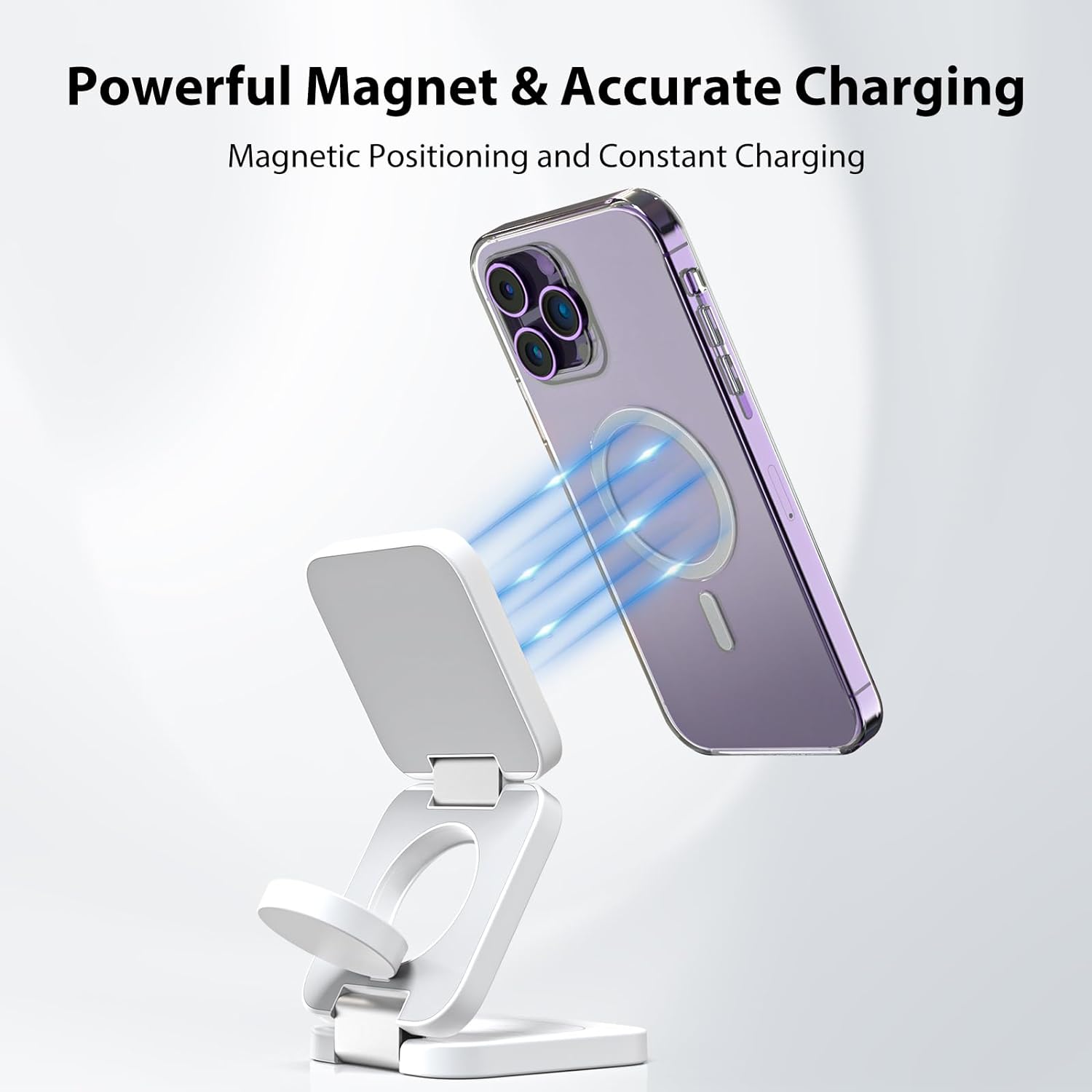 Cargador inalámbrico rápido X55, estación de carga magnética plegable 3 en 1 para iPhone 15141312ProPlusPro Max, cargador portátil de 5 W para Apple