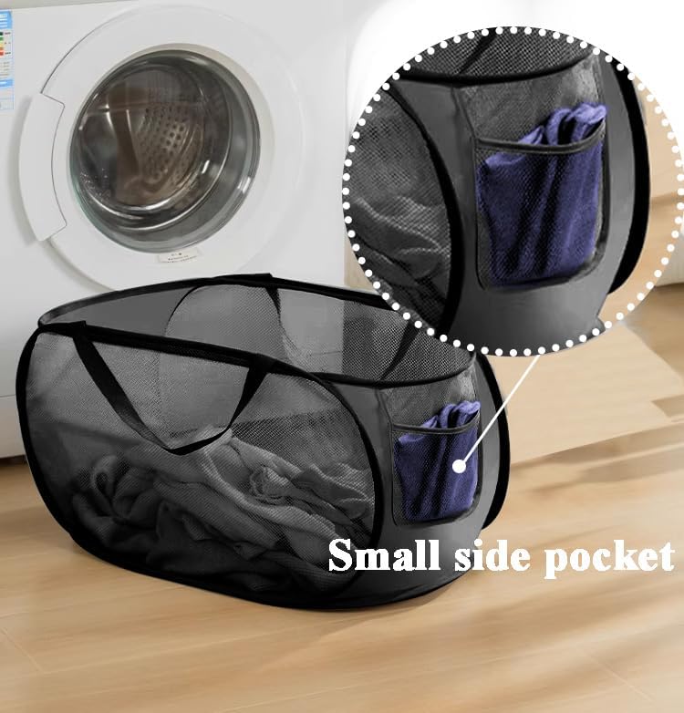 Cesta plegable para la ropa sucia, cesta de malla con asas fuertes, contenedor de almacenamiento horizontal para el hogar, dormitorios,