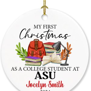 Adorno de mi primera Navidad como estudiante universitario, adorno personalizado de primera Navidad como estudiante universitario, regalo para Adorno de mi primera Navidad como estudiante universitario, adorno personalizado de primera Navidad como estudiante universitario, regalo para